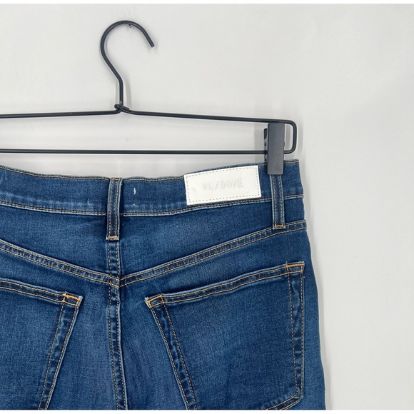 Re/done 90s High Rise Loose Relaxed Straight Leg Jeans In Deep Faded Blue - Picture 6 of 7